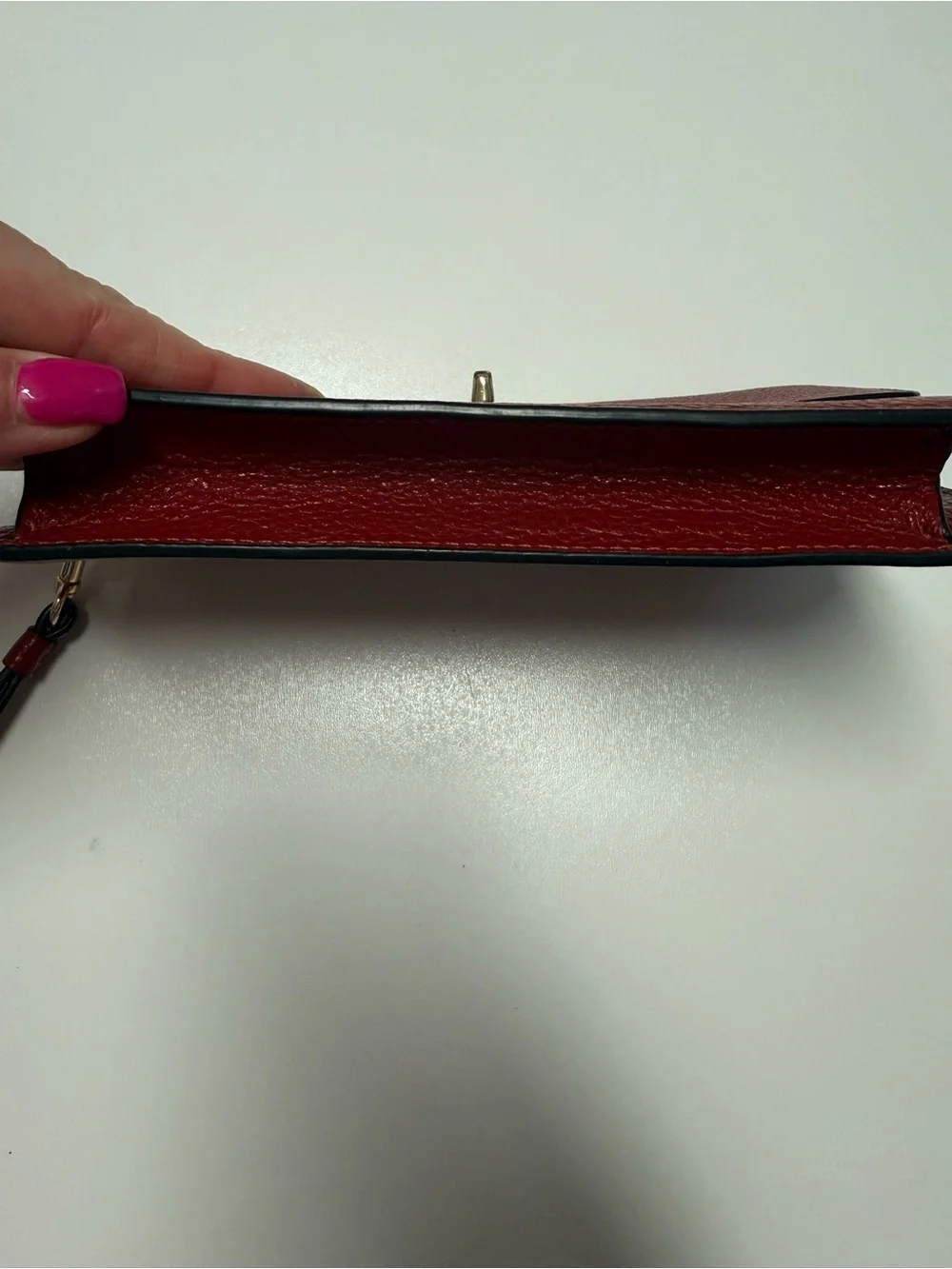 Coach Red Pebbled Leather Turnlock Wristlet Clutch